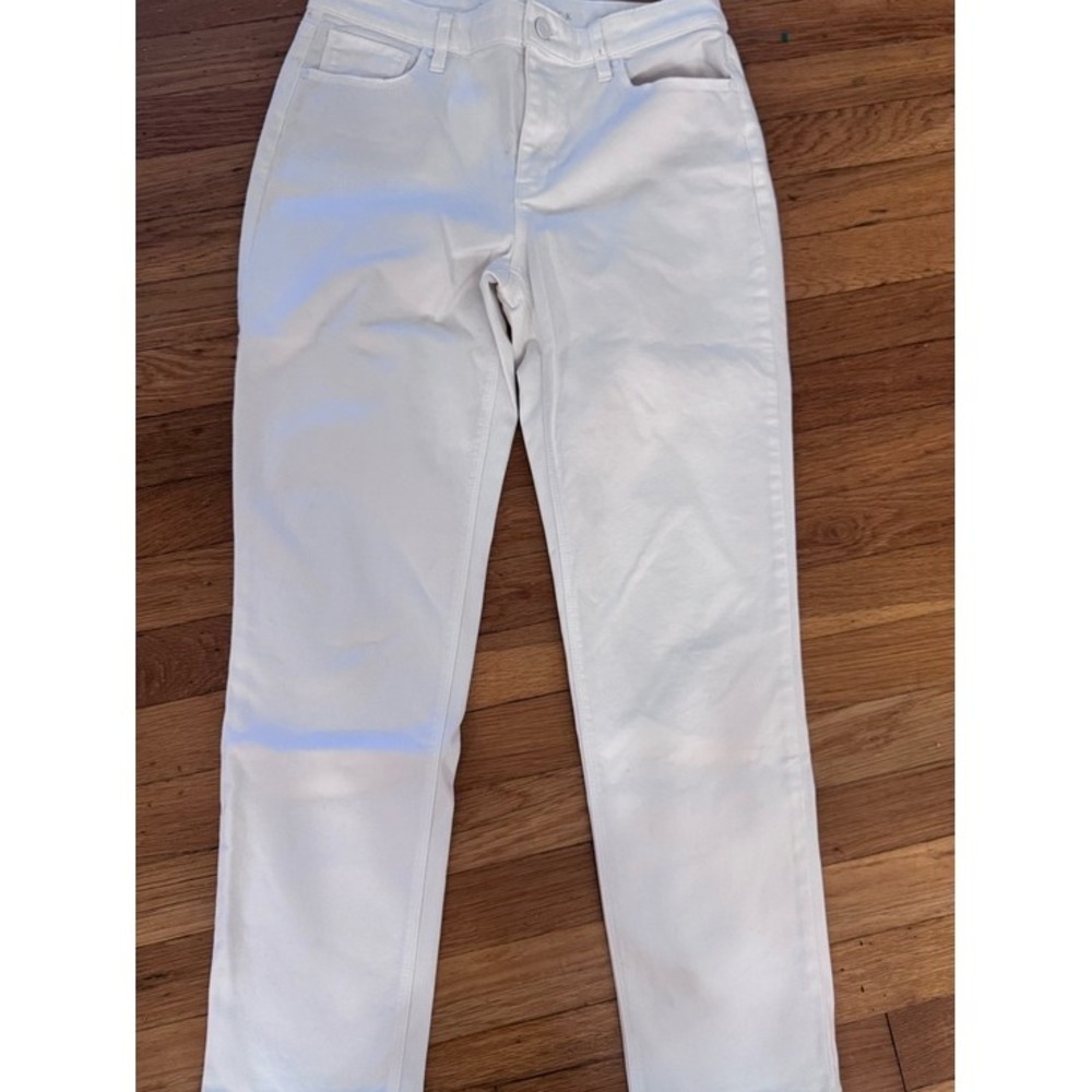 White House Black Market Women's White Straight Denim Jeans 5-Pocket Button 4 - Picture 1 of 5